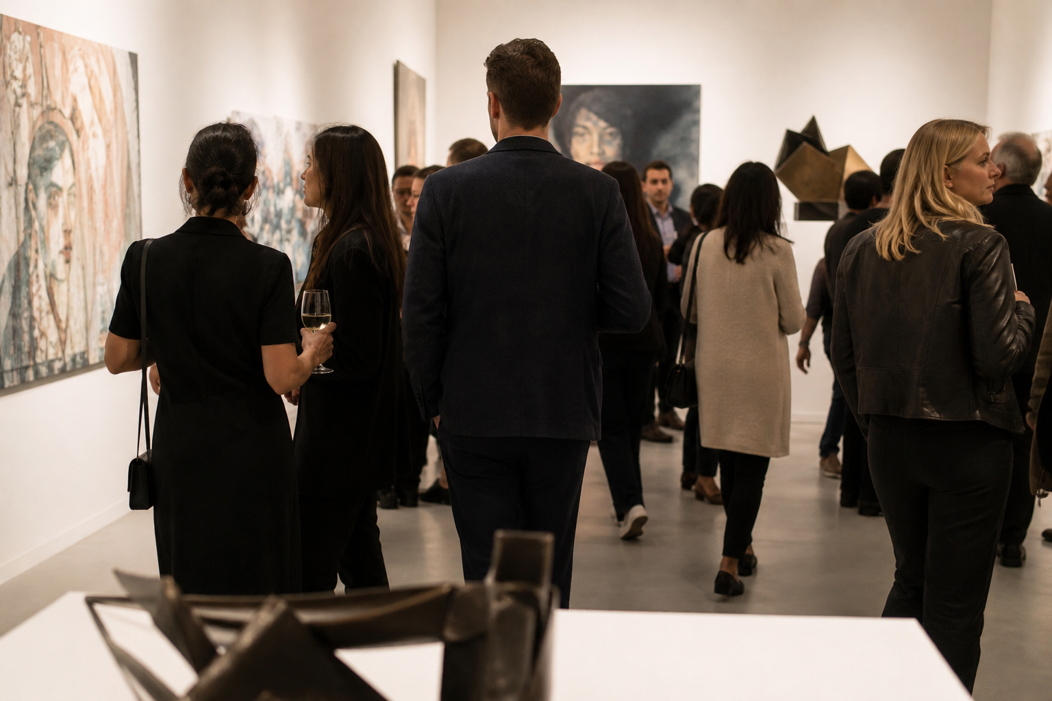 Gallery opening night visitors
